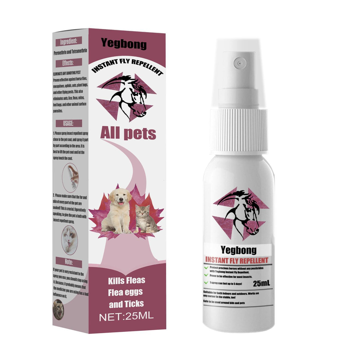 Pet Deworming, Flea and Tick Removal, Itching Spray for Cats and Dogs