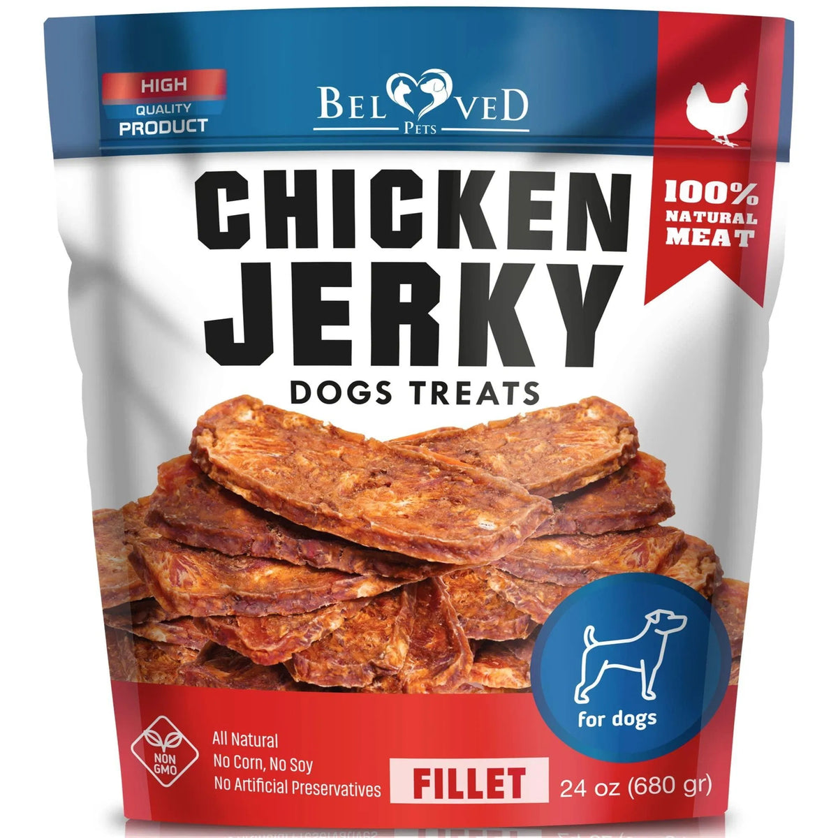 Chicken Jerky Dog Treats Pet Snacks Grain Free Organic Meat High Protein Dried Strips