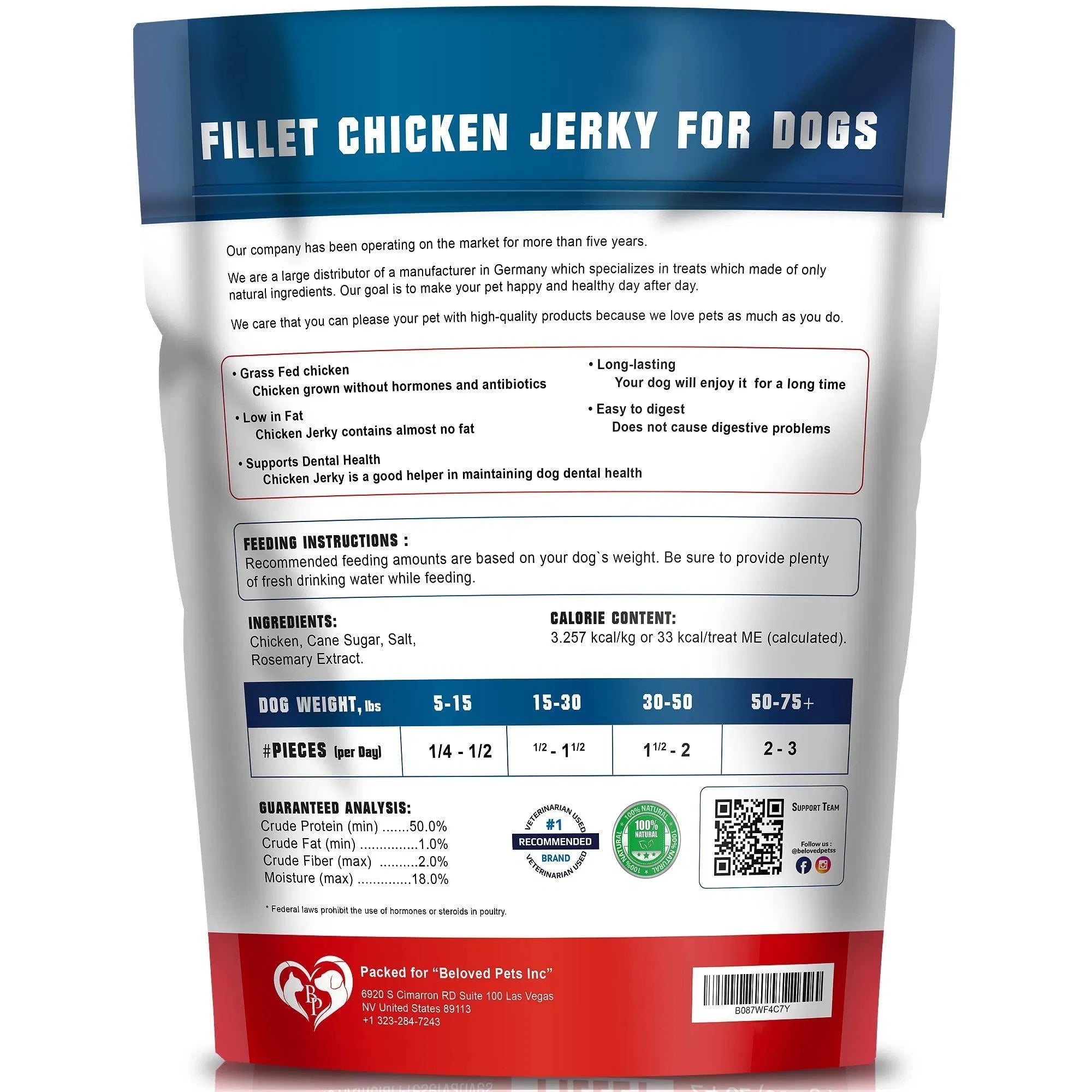 Chicken Jerky Dog Treats Pet Snacks Grain Free Organic Meat High Protein Dried Strips