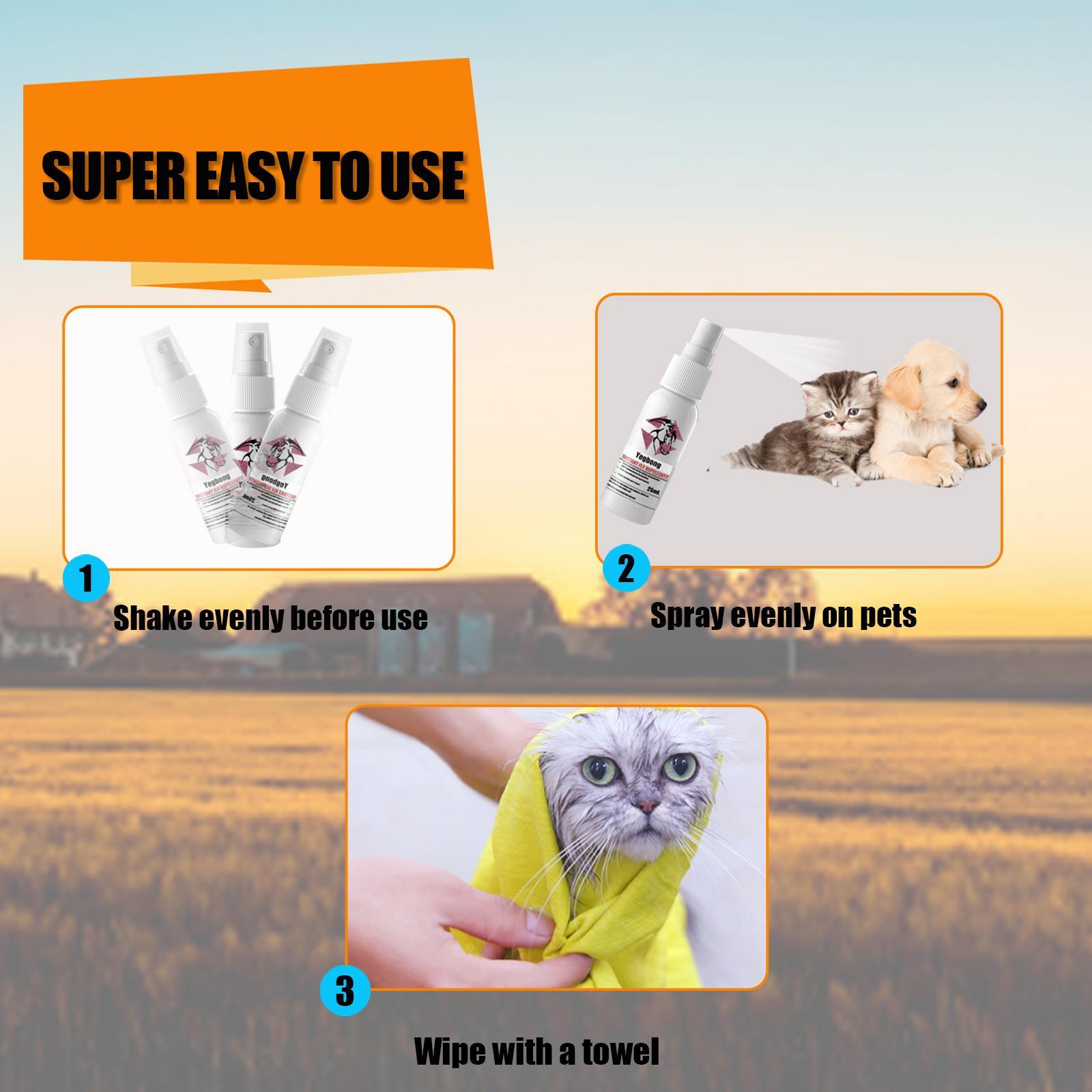 Pet Deworming, Flea and Tick Removal, Itching Spray for Cats and Dogs