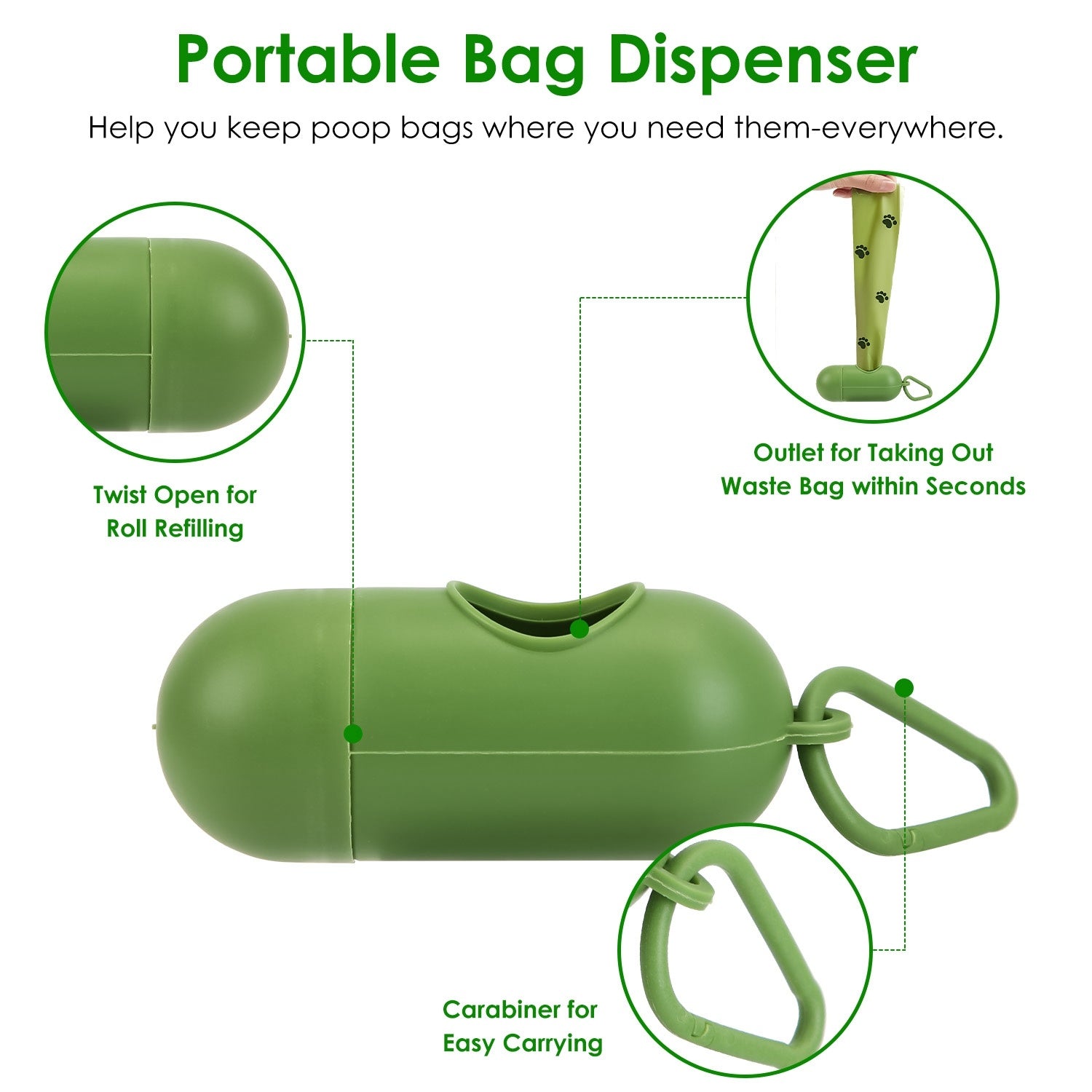 Pooper Scooper Kit Tool with Extra Long Handle 35 Waste Bags Dispenser